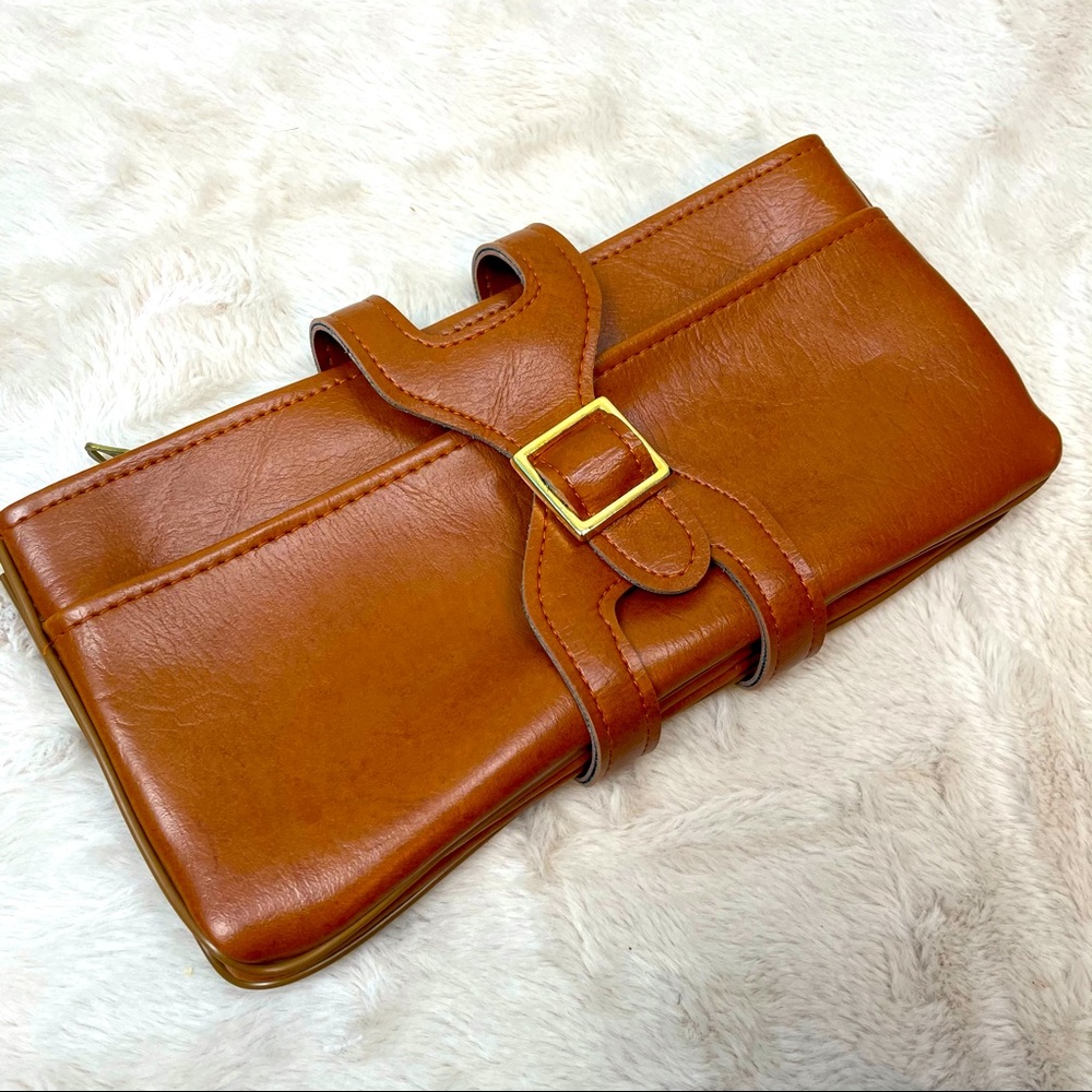 Amity Vintage Boho Brown Multi-Section Clutch
